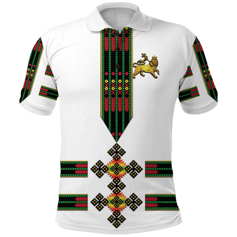 Ethiopia Polo Shirt Ethiopian Lion Of Judah Tibeb Vibes NO.1 Ver Flag Style LT8 - Wonder Print Shop