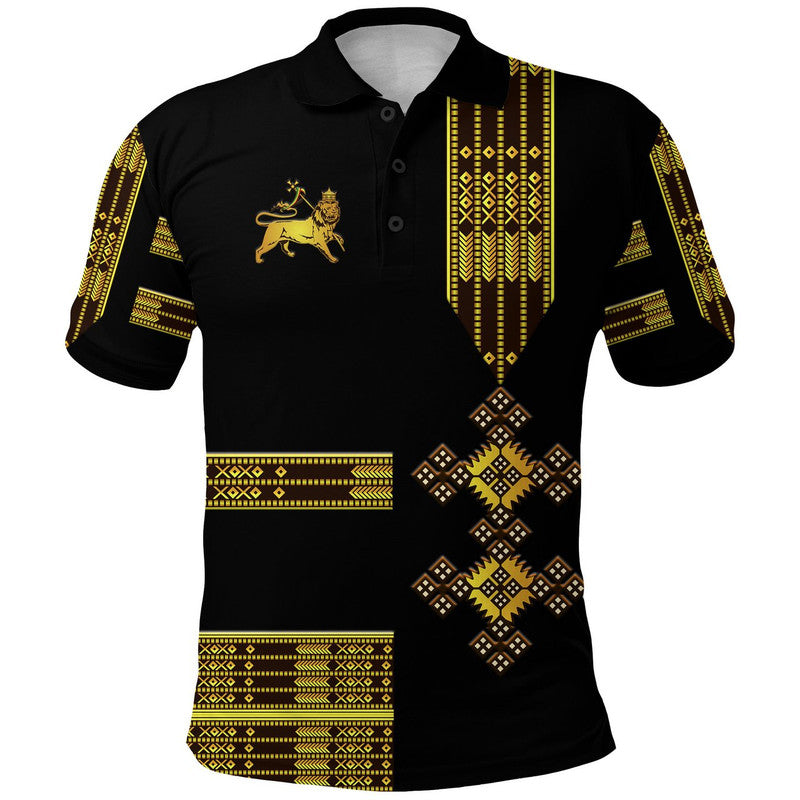 custom-personalised-ethiopia-polo-shirt-ethiopian-lion-of-judah-simple-tibeb-style-black