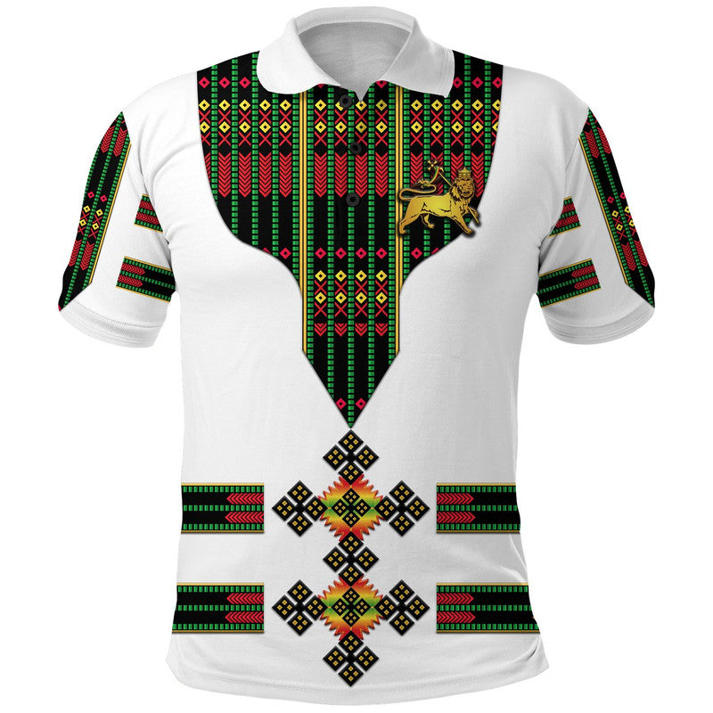 Ethiopia Polo Shirt Ethiopian Lion Of Judah Tibeb Vibes Flag Style LT8 - Wonder Print Shop