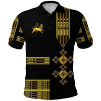 Ethiopia Polo Shirt Ethiopian Lion Of Judah Simple Tibeb Style Black LT8 - Wonder Print Shop