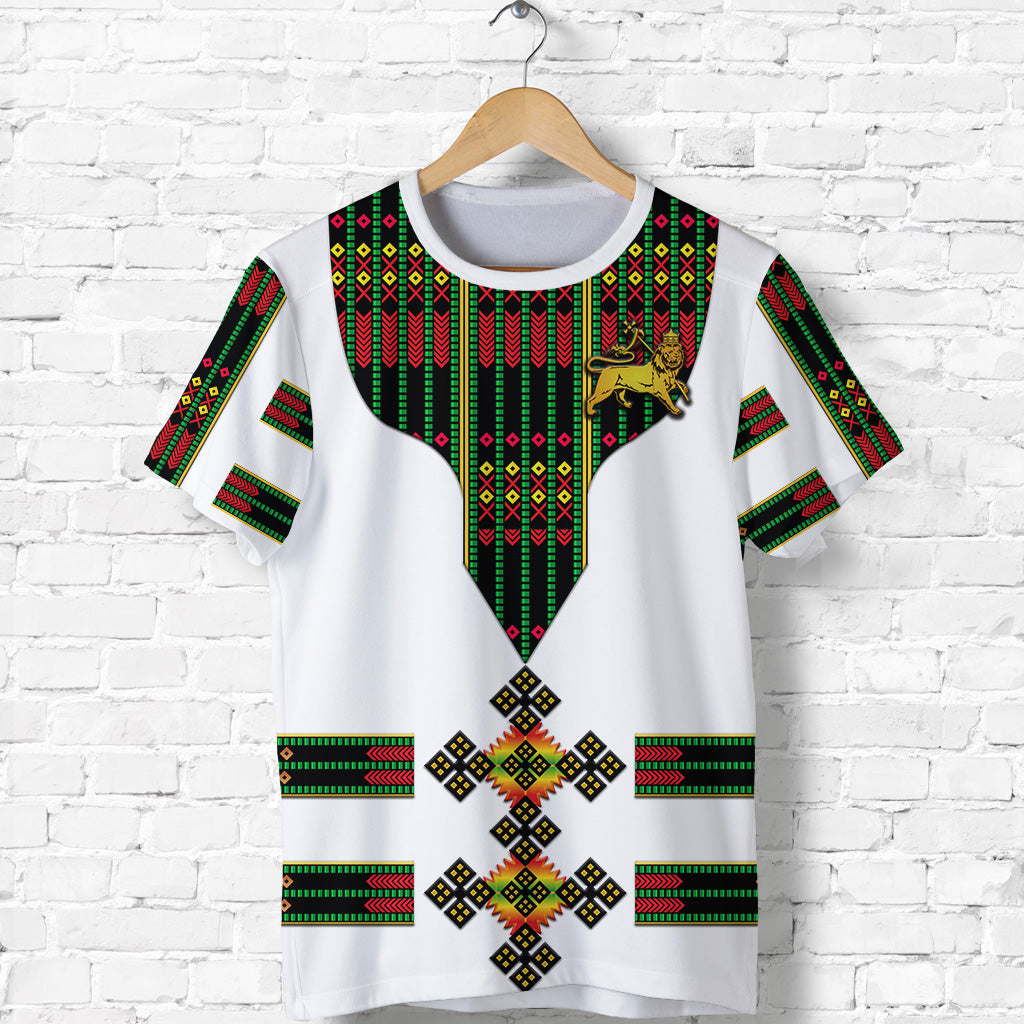 Ethiopia T Shirt Ethiopian Lion Of Judah Tibeb Vibes Flag Style LT8 - Wonder Print Shop