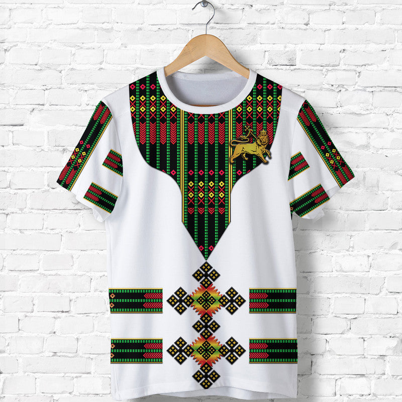 Custom Ethiopia T Shirt Ethiopian Lion Of Judah Tibeb Vibes Flag Style LT8 - Wonder Print Shop