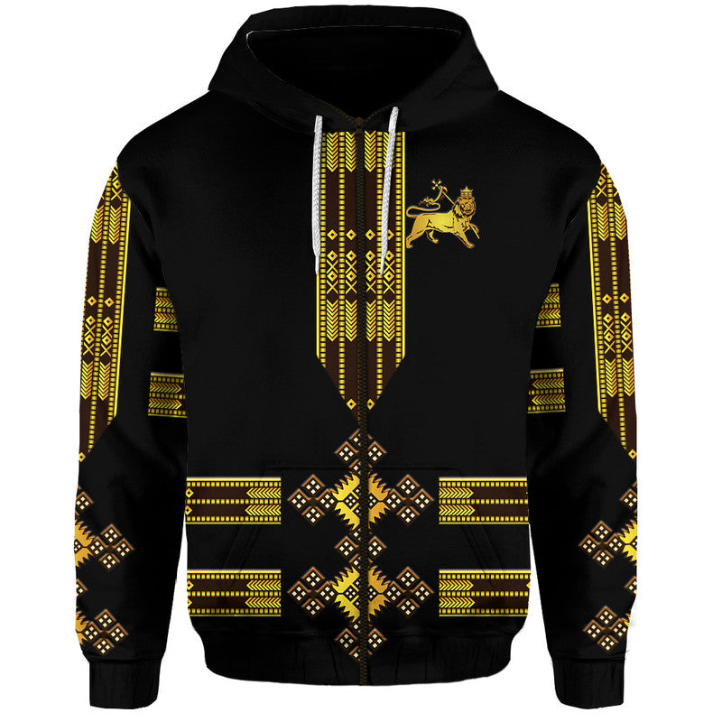 Custom Ethiopia Hoodie Ethiopian Lion Of Judah Tibeb Vibes NO.1 Ver Black LT8 - Wonder Print Shop