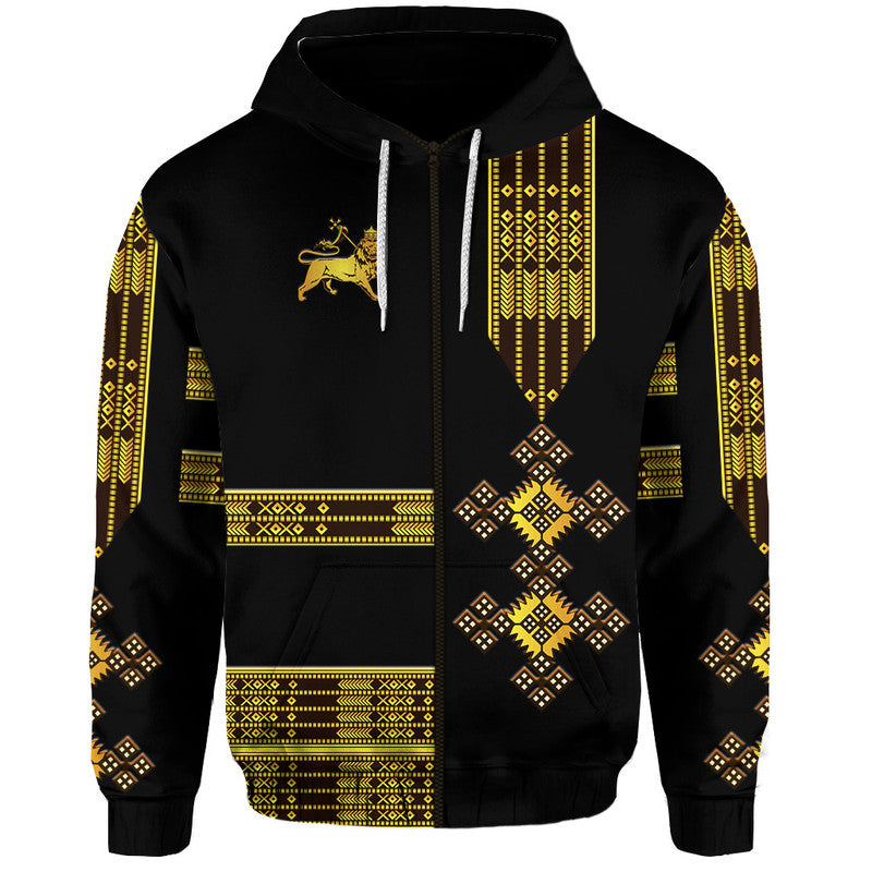 Custom Ethiopia Hoodie Ethiopian Lion Of Judah Simple Tibeb Style Black LT8 - Wonder Print Shop