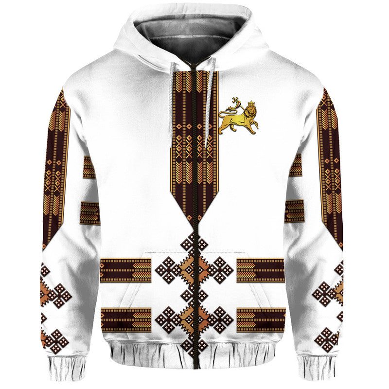 Custom Ethiopia Hoodie Ethiopian Lion Of Judah Tibeb Vibes NO.1 Ver White LT8 - Wonder Print Shop