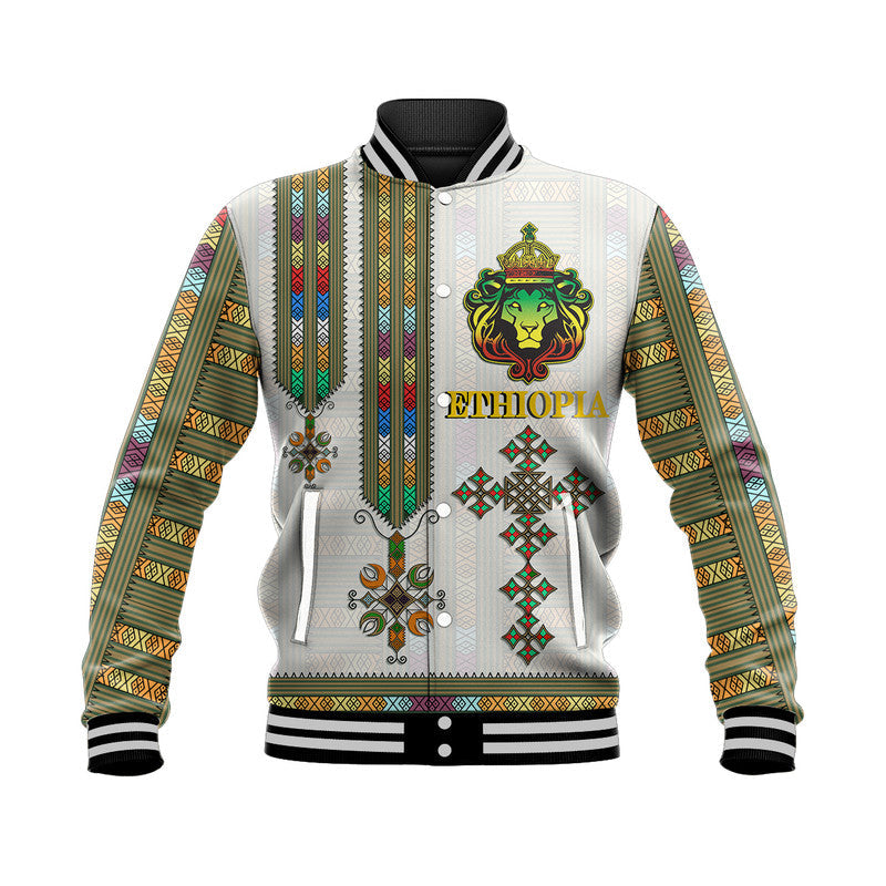 (Custom Personalised) Ethiopia Baseball Jacket Ethiopian Lion Of Judah Tibeb Style LT9 - Wonder Print Shop