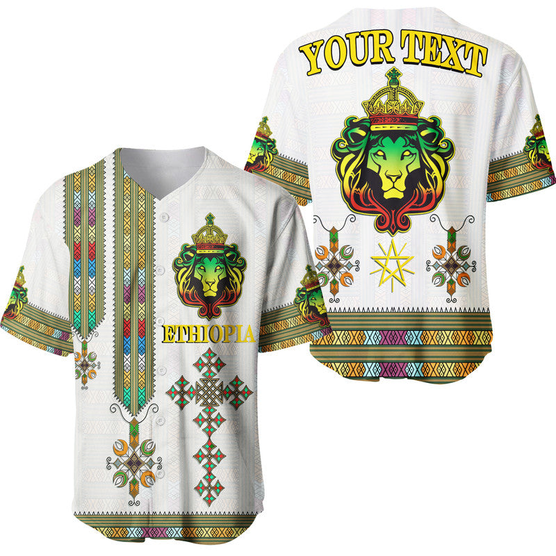 (Custom Personalised) Ethiopia Baseball Jersey Ethiopian Lion Of Judah Tibeb Style LT9 - Wonder Print Shop