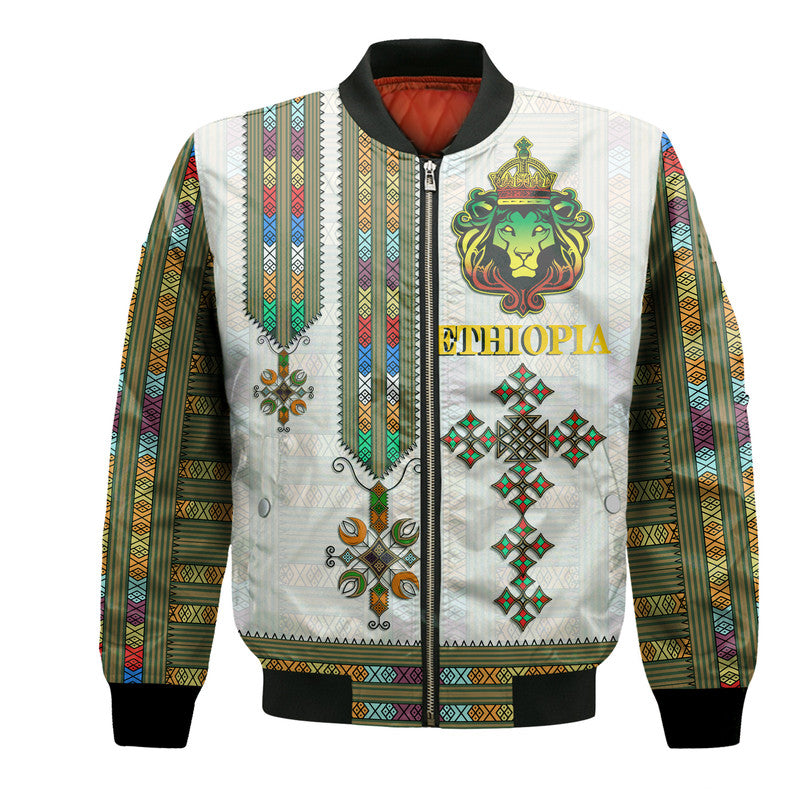 (Custom Personalised) Ethiopia Bomber Jacket Ethiopian Lion Of Judah Tibeb Style LT9 - Wonder Print Shop