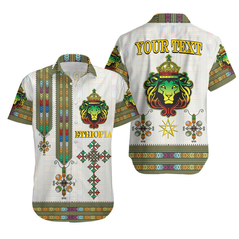 (Custom Personalised) Ethiopia Hawaiian Shirt Ethiopian Lion Of Judah Tibeb Style - Wonder Print Shop