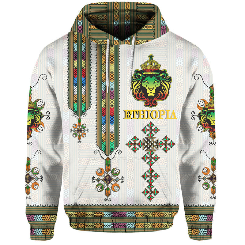 Ethiopia Hoodie Ethiopian Lion Of Judah Tibeb Style - Wonder Print Shop