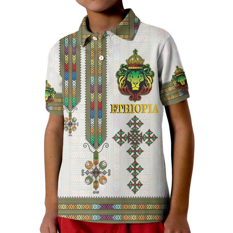 Custom Ethiopia Polo Shirt Ethiopian Lion Of Judah Tibeb Style - Wonder Print Shop