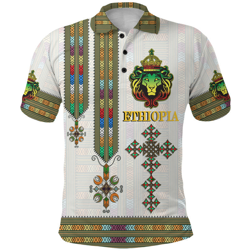 Ethiopia Polo Shirt Ethiopian Lion Of Judah Tibeb Style - Wonder Print Shop