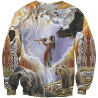 Calling The Totem Spirit Animal Native American Design 3D Sweatshirt LT10 - Wonder Print Shop