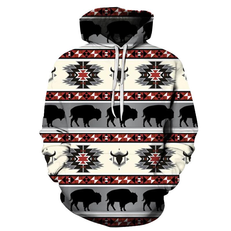 Bison Native American All Over Hoodie LT10 - Wonder Print Shop