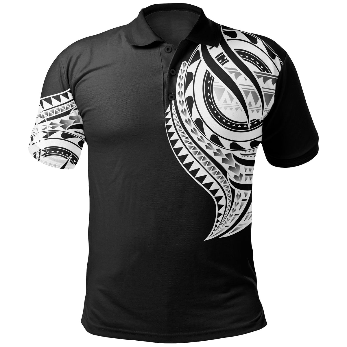 Samoa Polo Shirt Samoan Tatau White Patterns With Coat Of Arms - Wonder Print Shop
