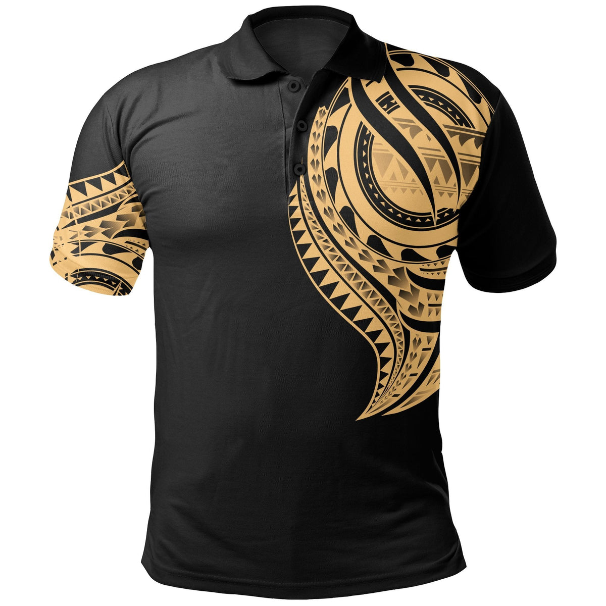 Samoa Polo Shirt Samoan Tatau Gold Patterns With Coat Of Arms - Wonder Print Shop