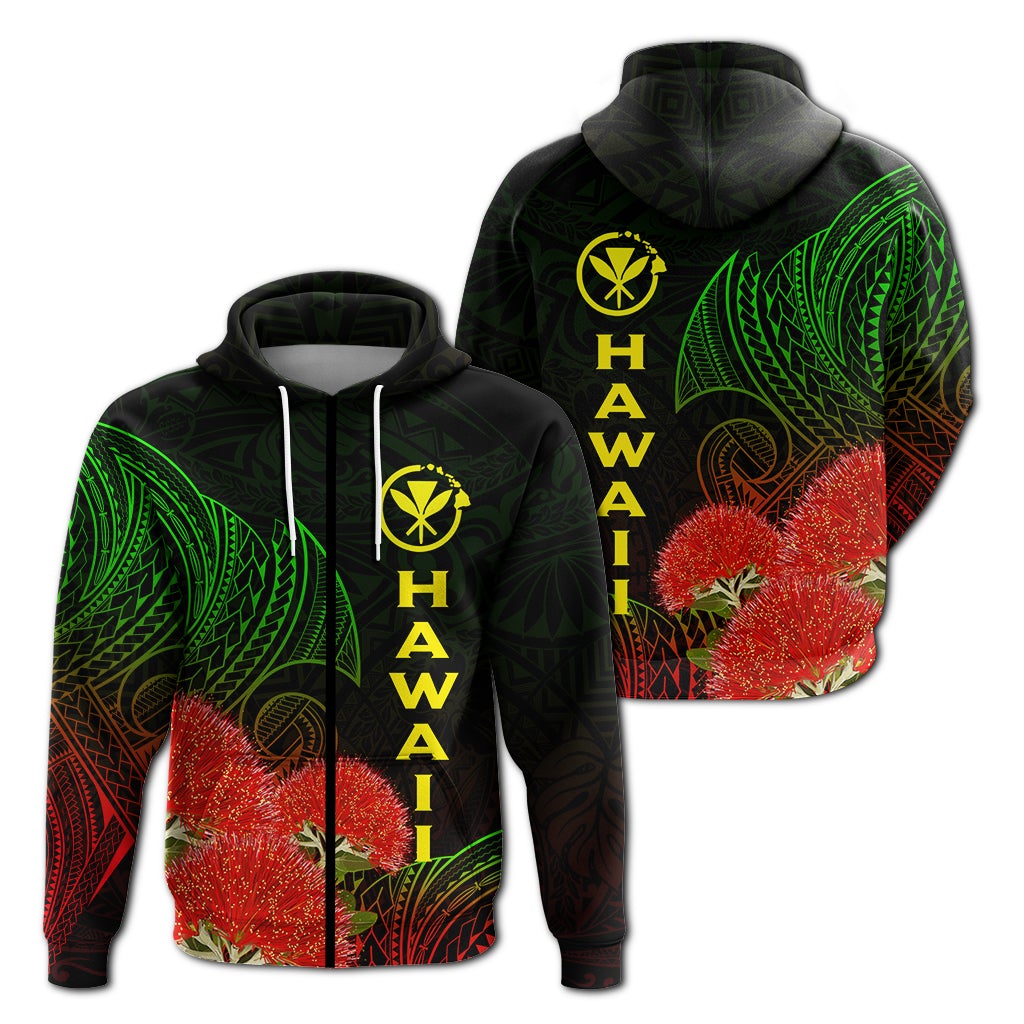 Hawaii Polynesian Zip Hoodie Ohia Lehua LT12 - Wonder Print Shop
