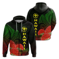 Hawaii Polynesian Zip Hoodie Ohia Lehua LT12 - Wonder Print Shop
