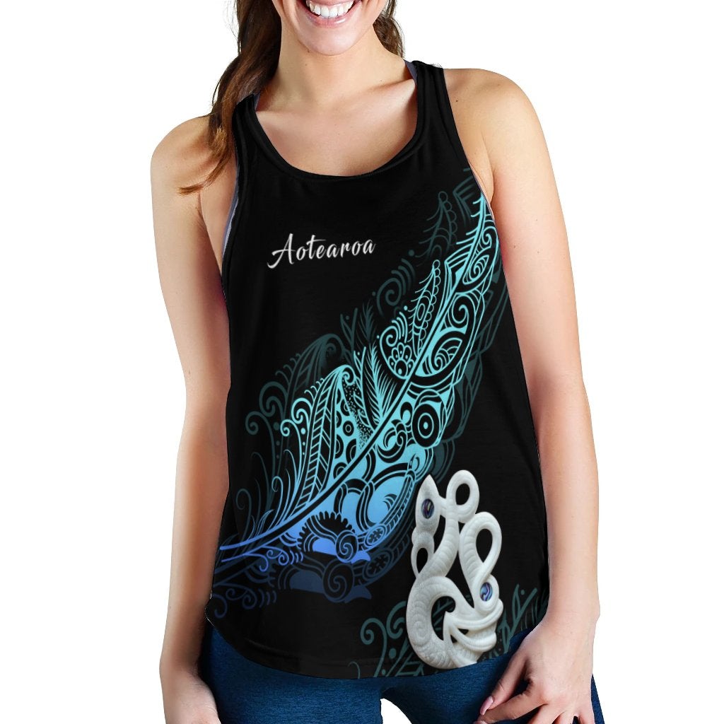 Aotearoa Women Racerback Tank Fern Mix Manaia Matau LT13 - Wonder Print Shop