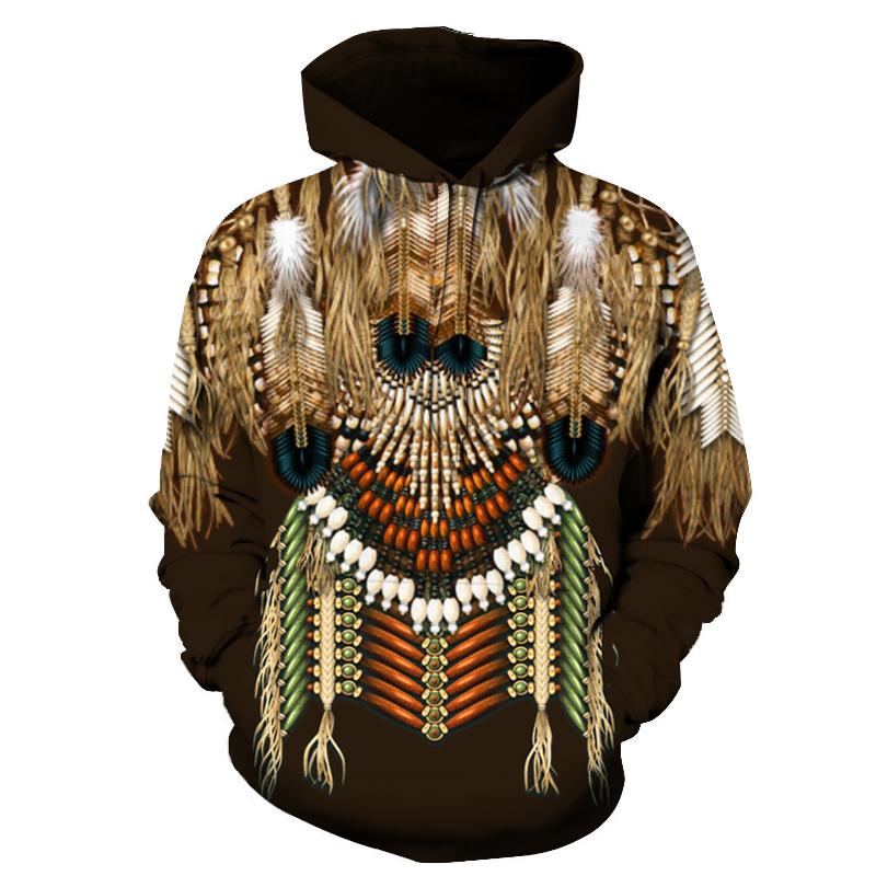 Brown Native American Hoodie LT10 - Wonder Print Shop