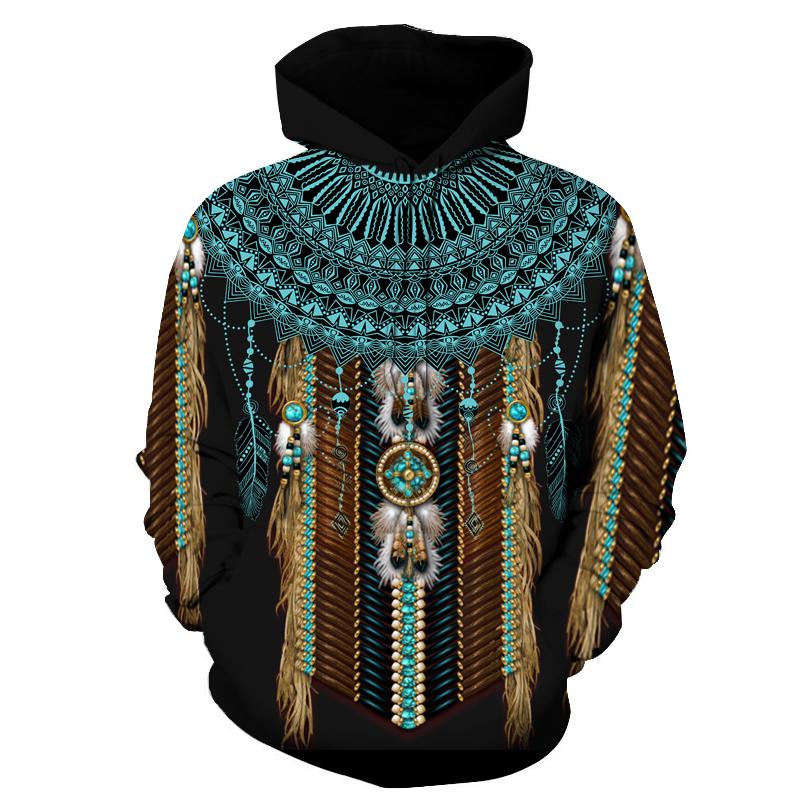 Black Native American Hoodie LT10 - Wonder Print Shop