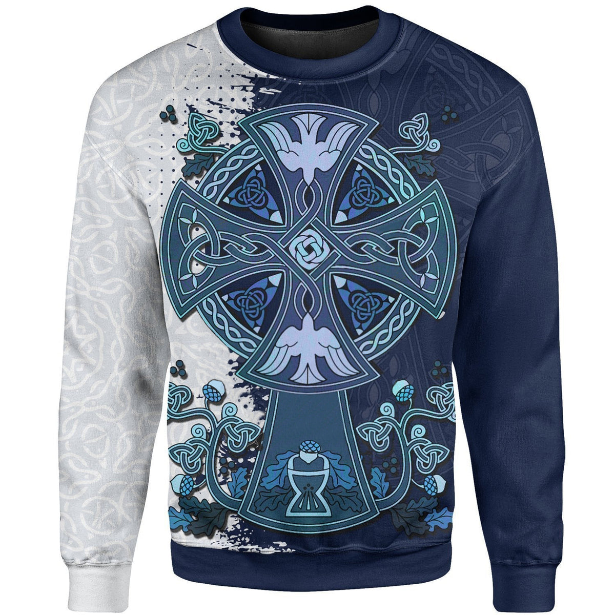 Scotland Celtic Sweatshirt Simple Celtic Cross - Wonder Print Shop