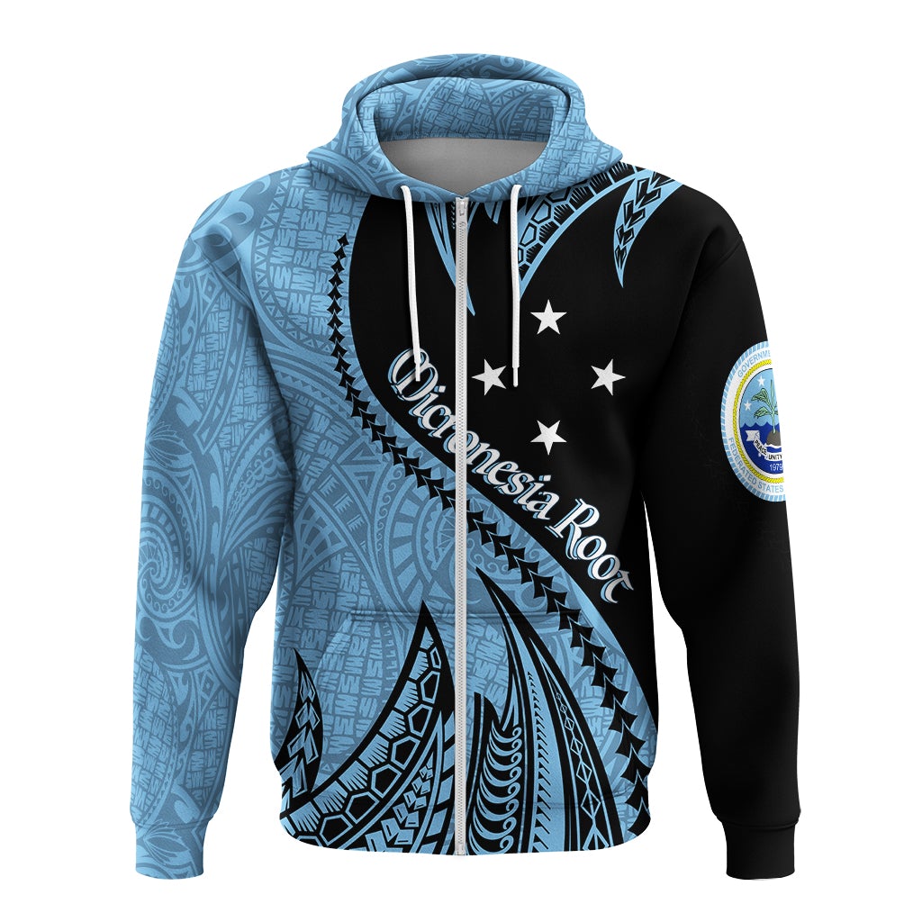 Custom FSM Zip Up Hoodie Proud Micronesia Root Spike Pattern - Wonder Print Shop