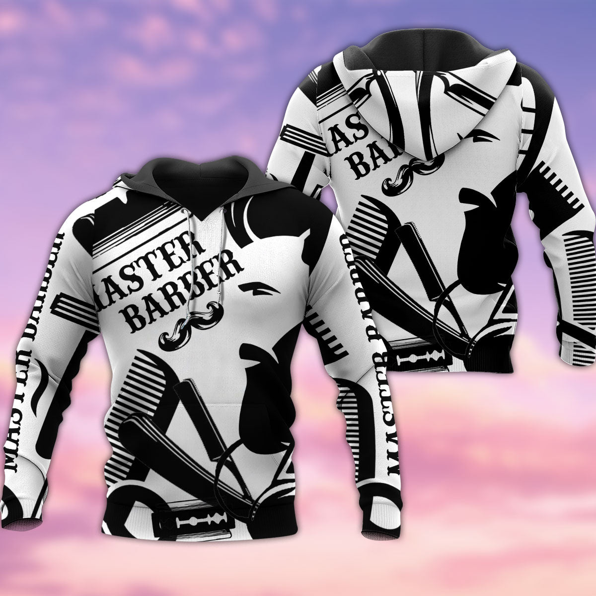 Barber Black And White Style Hoodie - Wonder Print Shop