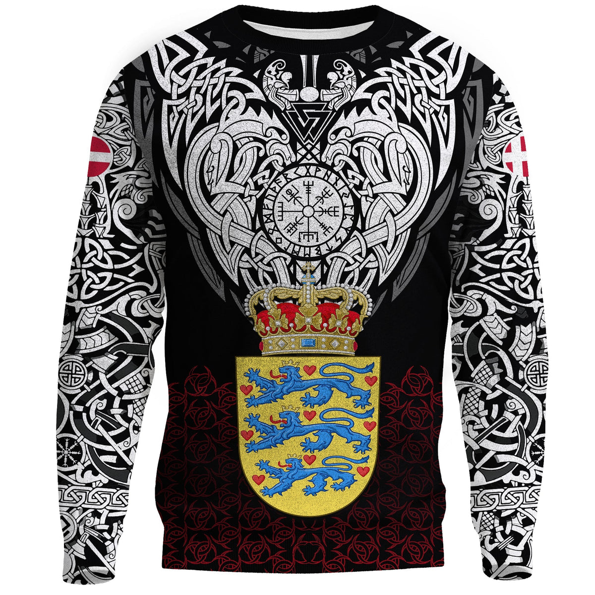 Viking Sweatshirt - Denmark Viking Symbol RLT12 - Wonder Print Shop