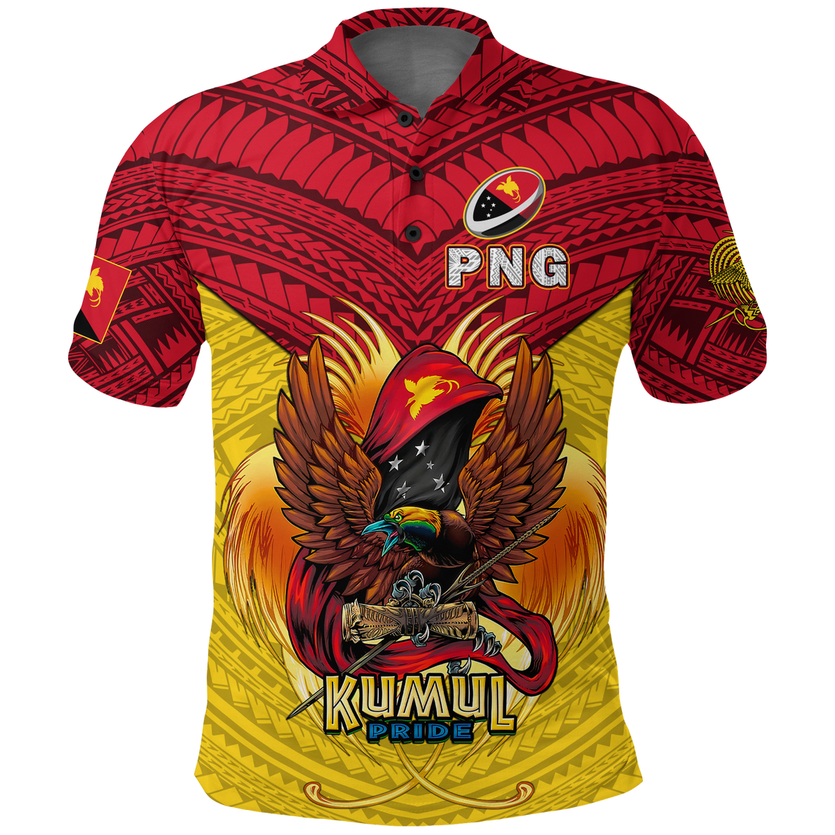 Custom Papua New Guinea Rugby Kumul Pride Polo Shirt LT2 - Wonder Print Shop