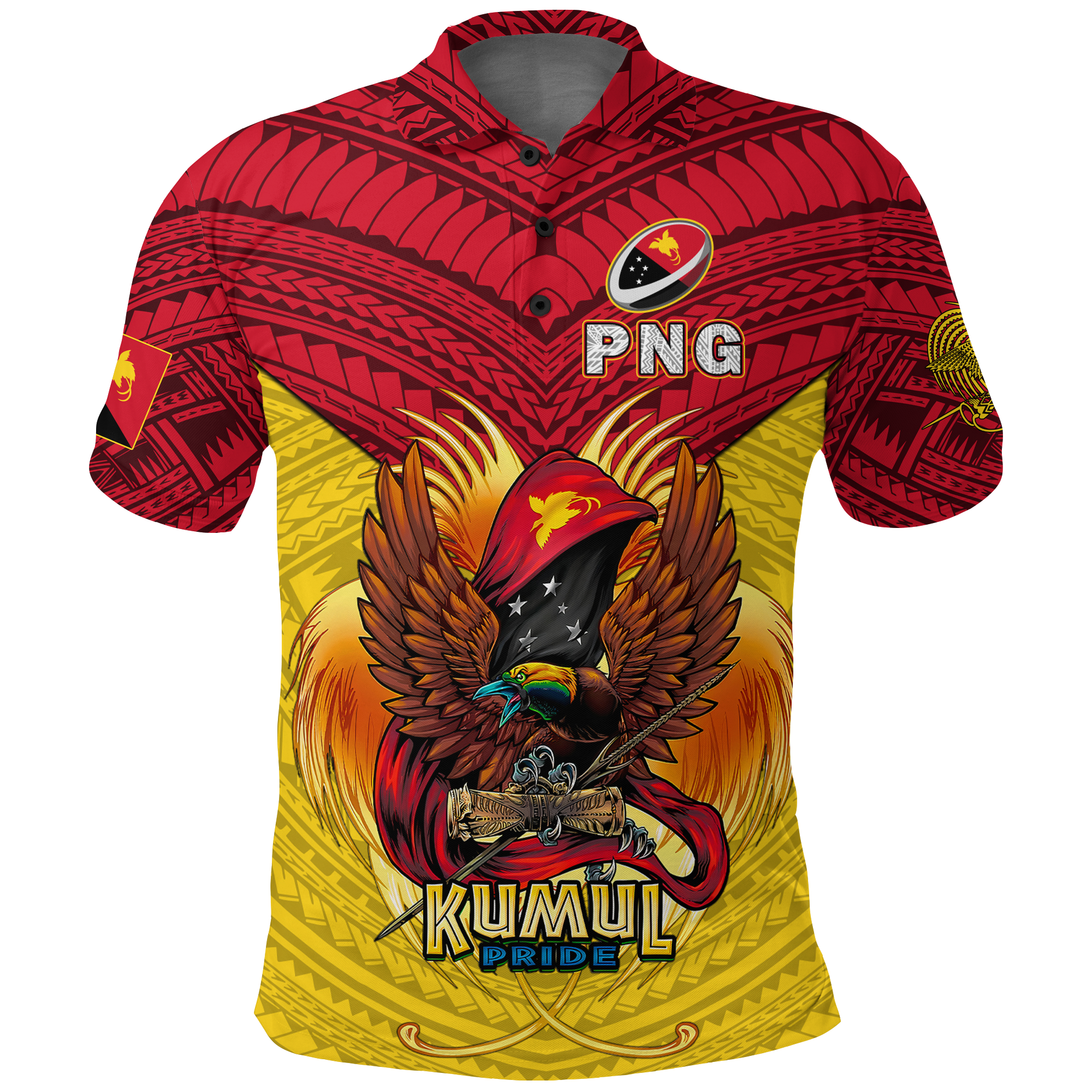 Custom Papua New Guinea Rugby Kumul Pride Polo Shirt LT2 - Wonder Print Shop