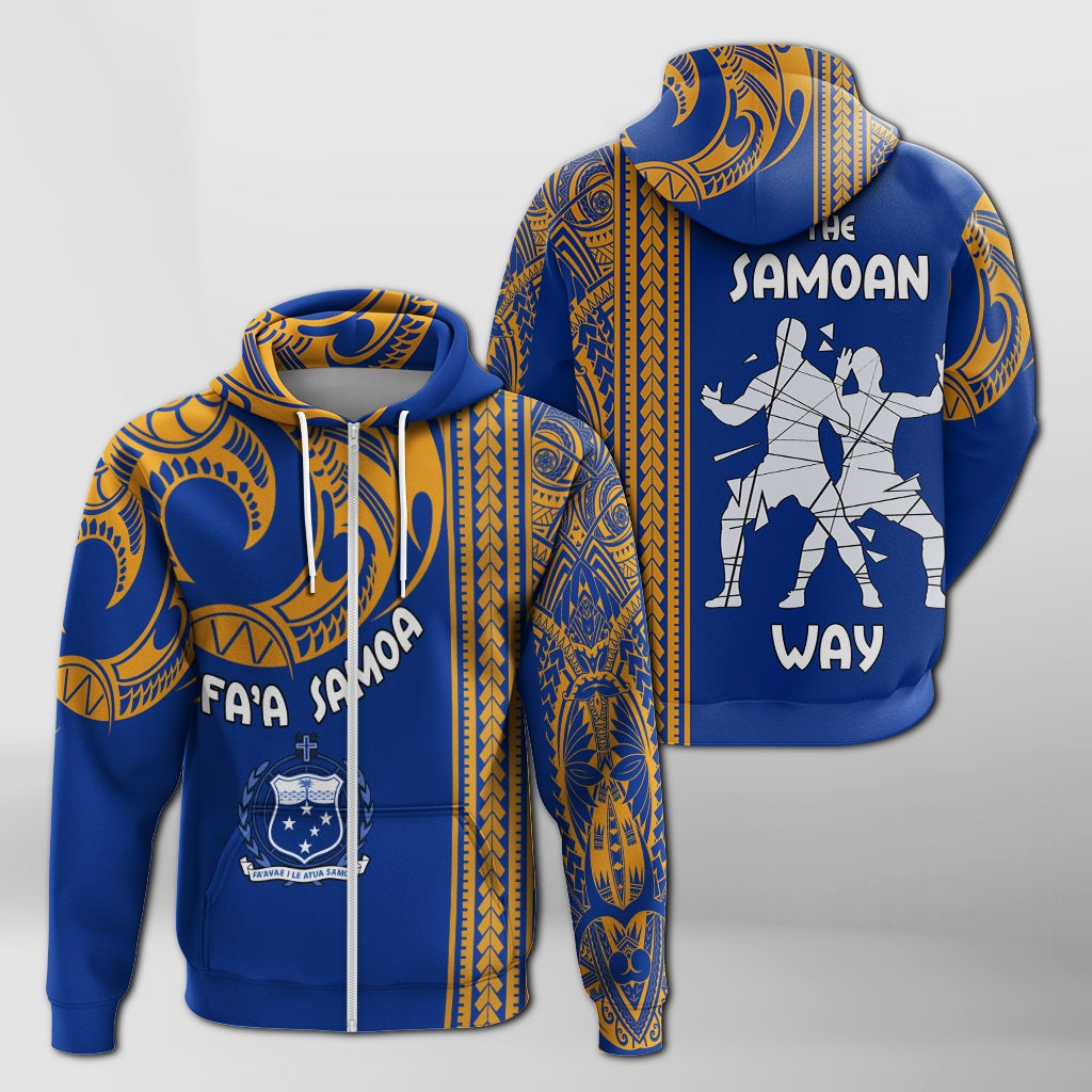 Faa Samoa The Samoan Way Siva Tau Blue Zip Up Hoodie - Wonder Print Shop