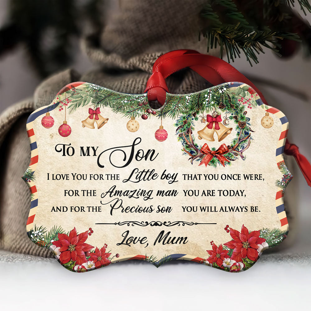 family-christmas-letter-mom-to-son-horizontal-ornament