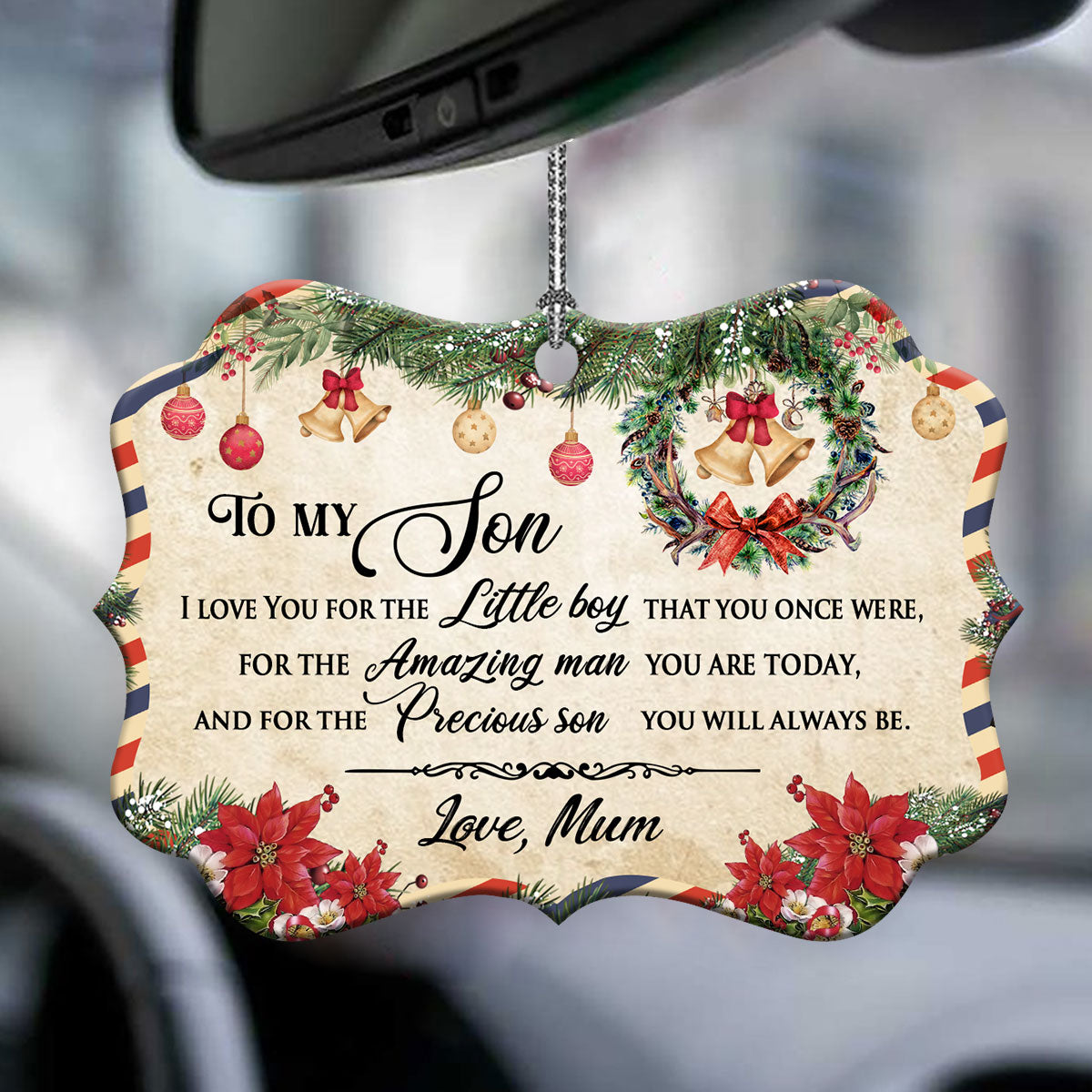 family-christmas-letter-mom-to-son-horizontal-ornament