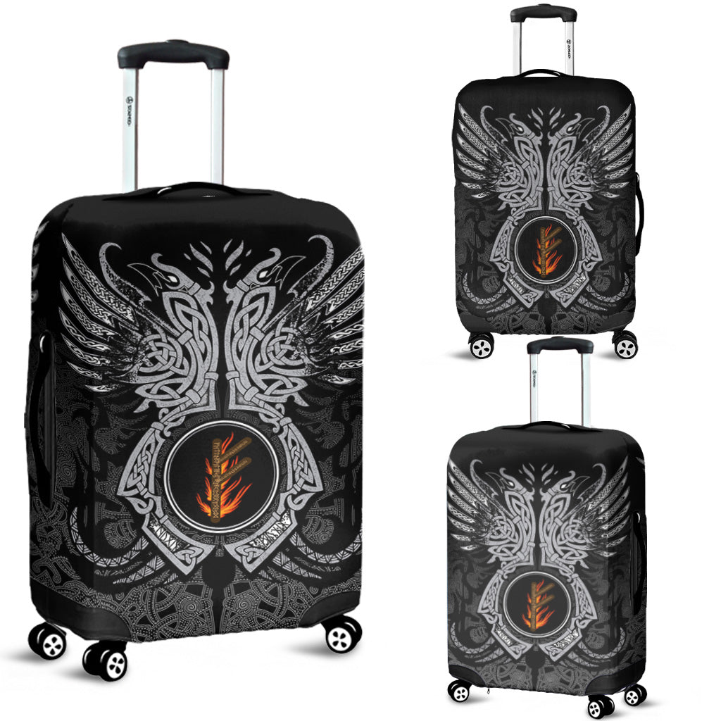 Viking Luggage Cover - Fehu Rune, Raven Tattoo RLT12 - Wonder Print Shop