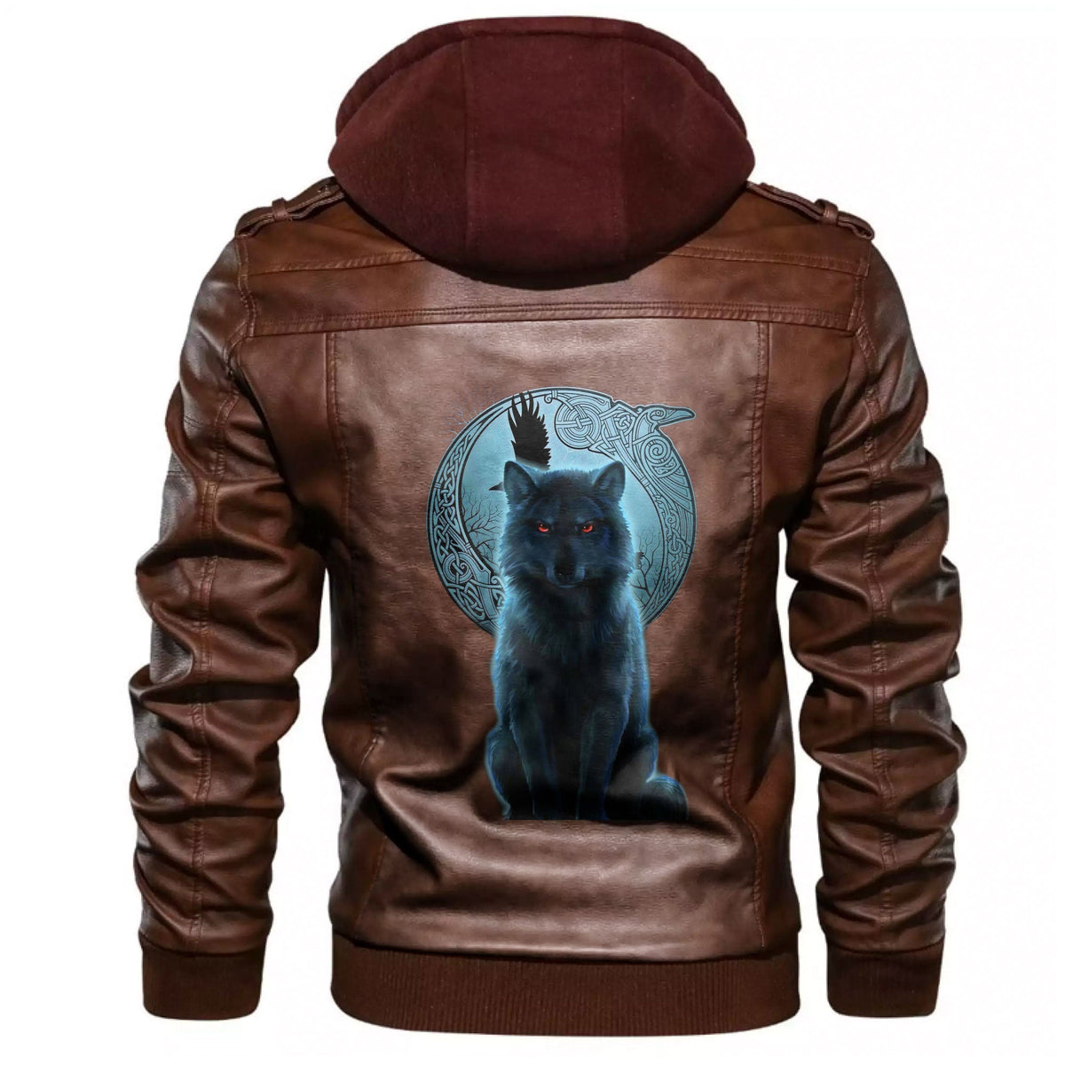 Viking Fenrir Wolf and Moon Leather Jacket RLT12 - Wonder Print Shop