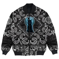 Viking Bomber Jacket Fenrir Wolf and Moon with Bandana Paisley Style RLT12 - Wonder Print Shop