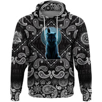 Viking Hoodie Fenrir Wolf and Moon with Bandana Paisley Style RLT12 - Wonder Print Shop