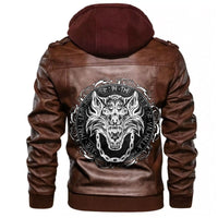 Viking Fenrir Wolf and Old Runes Leather Jacket RLT12 - Wonder Print Shop