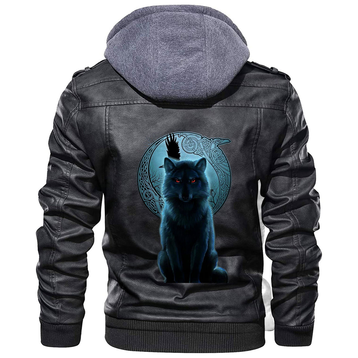 Viking Fenrir Wolf and Moon Leather Jacket RLT12 - Wonder Print Shop