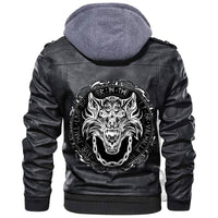 Viking Fenrir Wolf and Old Runes Leather Jacket RLT12 - Wonder Print Shop