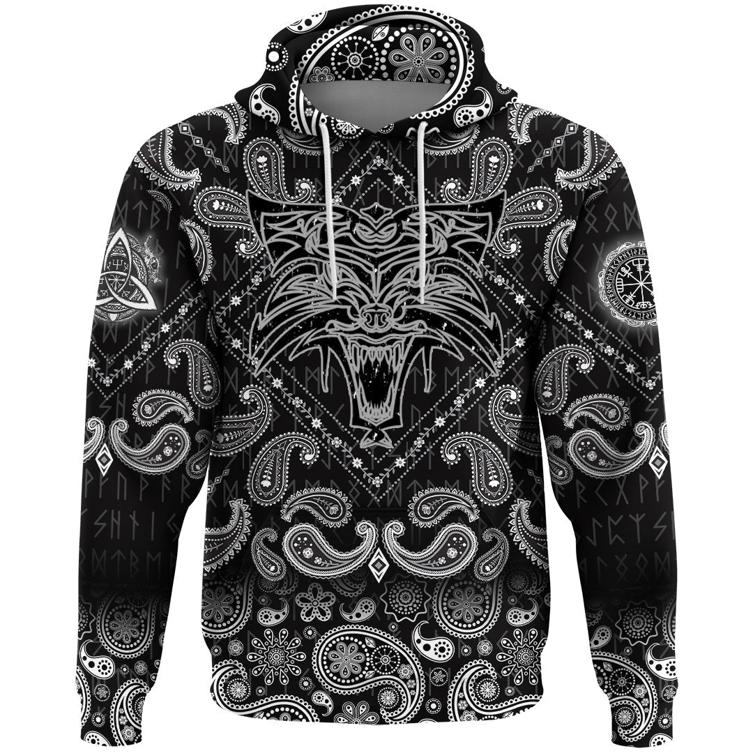 Viking Hoodie Fenrir with Bandana Paisley Style RLT12 - Wonder Print Shop