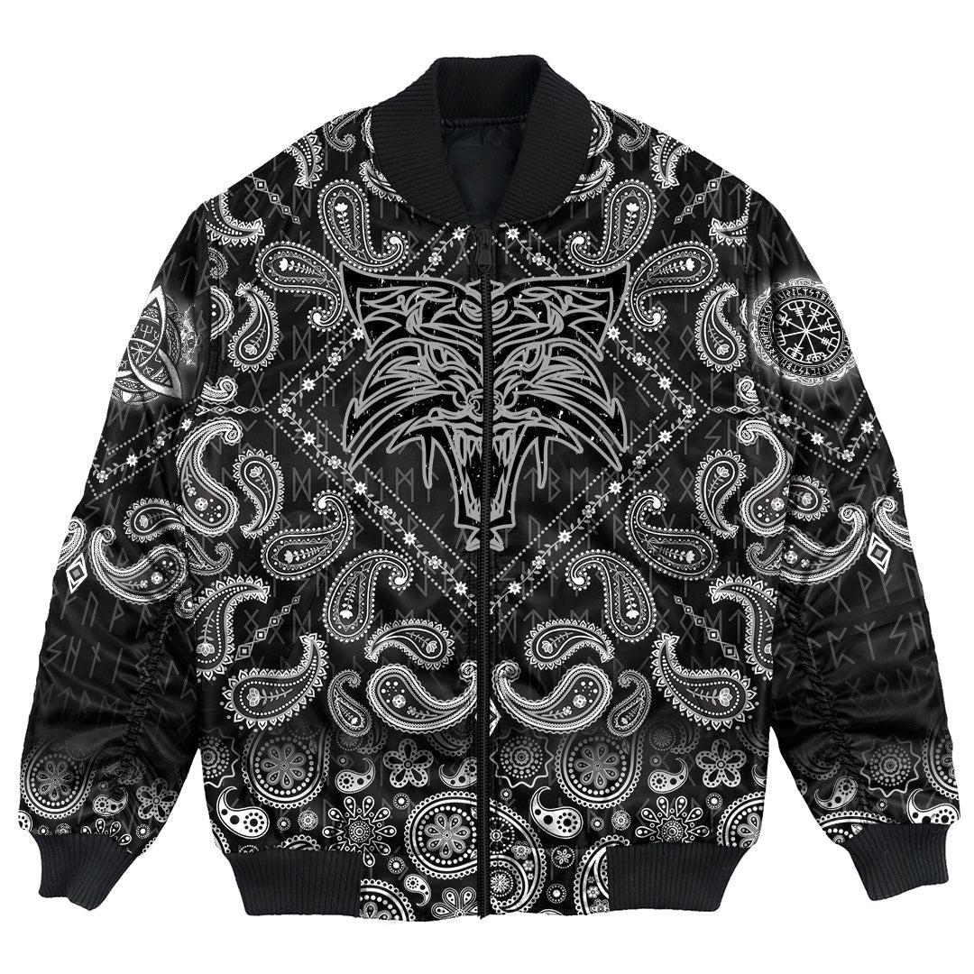 Viking Bomber Jacket Fenrir with Bandana Paisley Style RLT12 - Wonder Print Shop