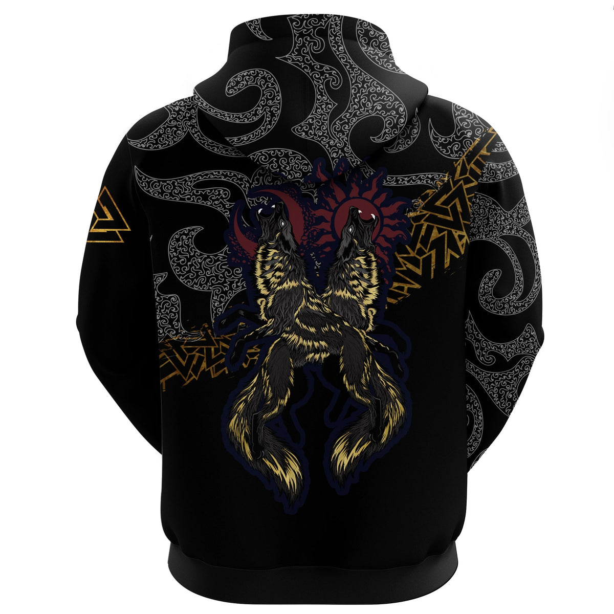 Viking Hoodie Viking Wolfs Skoll and Hati RLT12 - Wonder Print Shop