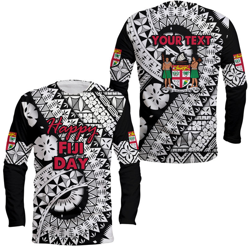 Custom Personalised Fiji Day Long Sleeve Shirt Masi Kesa Black Style - Wonder Print Shop