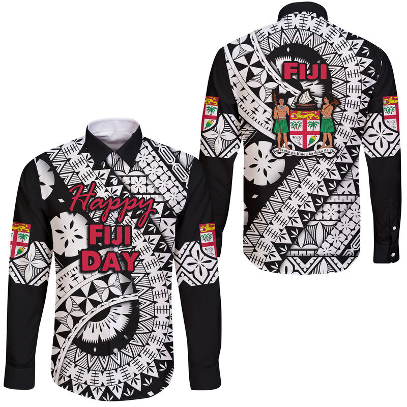 Fiji Day Hawaii Long Sleeve Button Shirt Masi Kesa Black Style - Wonder Print Shop