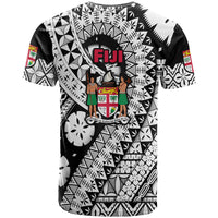 Black and white Fiji Day T-shirt with FIJI text and dancers graphic on front
