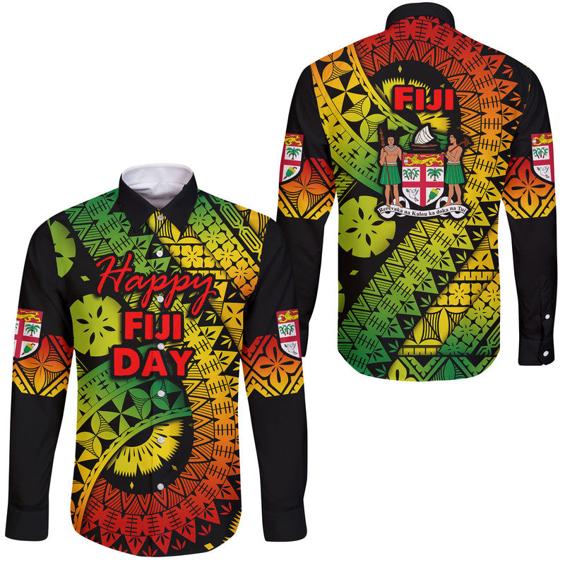 Fiji Day Hawaii Long Sleeve Button Shirt Masi Kesa Reggae Style - Wonder Print Shop