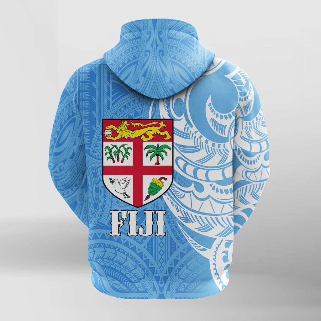 Fiji Coat of Arms Turquoise Color Zip Up Hoodie - Wonder Print Shop