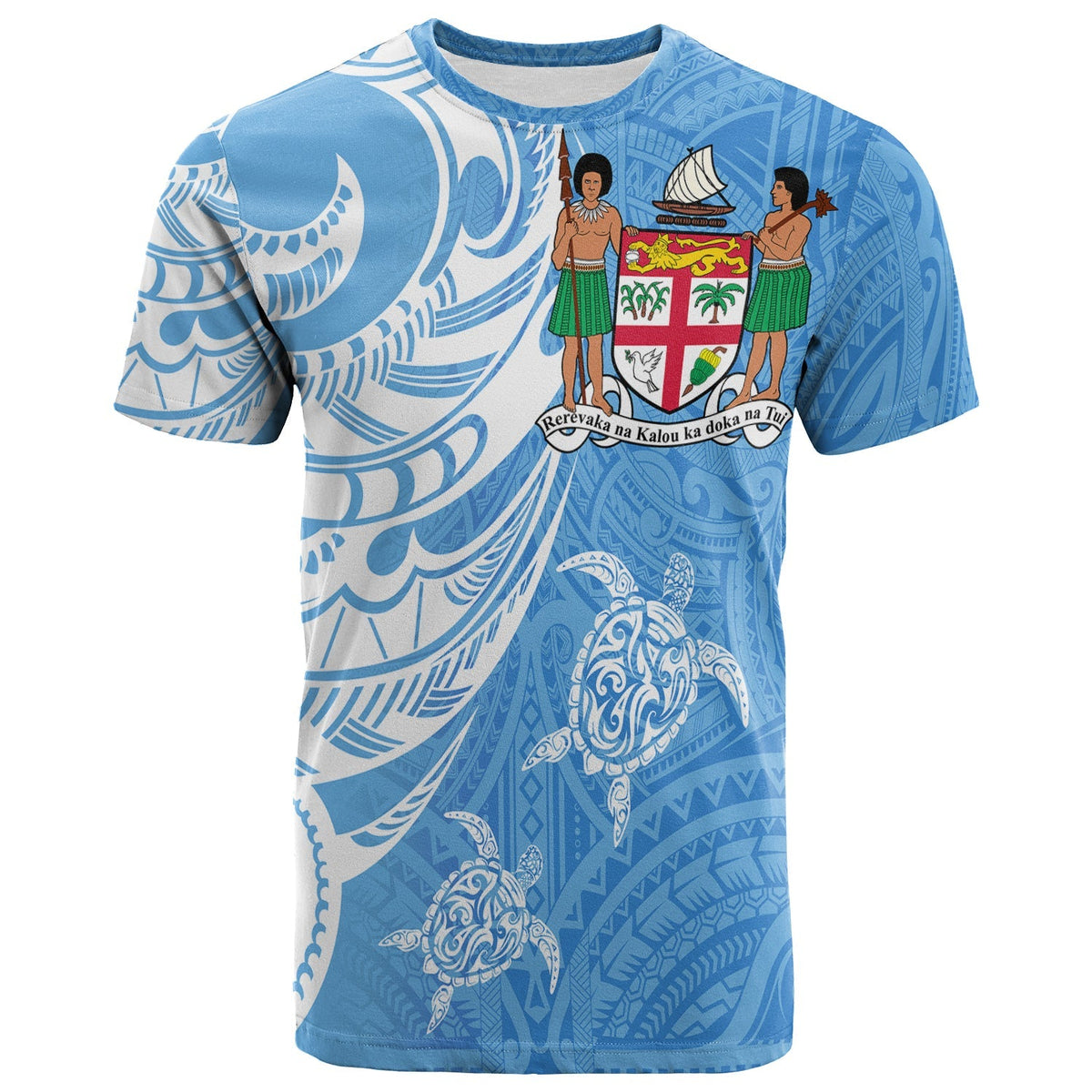 Fiji Coat of Arms T Shirt Turquoise Color - Wonder Print Shop